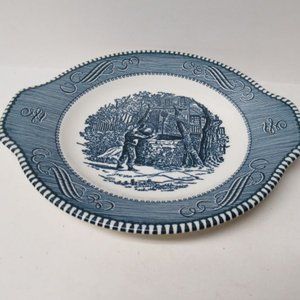 Royal China CURRIER and IVES 8 Inch Tab Handled Gravy Under Plate-Only